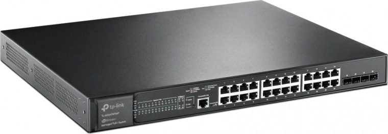 tp-link jetstream sg3428xmp administrerbar gigabit poe+ switch 24× rj45 og 4× sfp+ 10g