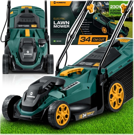 Humberg HM-612 elektrisk plæneklipper 1400 W, klippebredde 34 cm