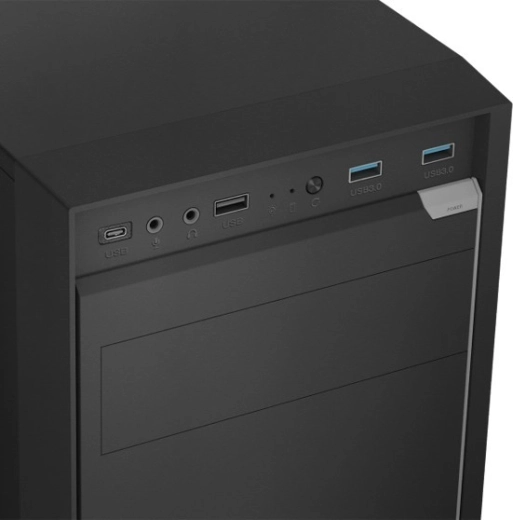Moderne frontpanel med USB‑C og hurtige USB 3.0