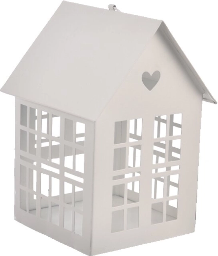 Hvidt metalhus til stearinlys 20 cm