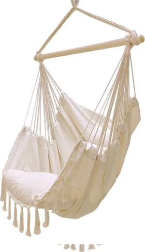 Hængestol (brasiliansk) til haven med puder, beige, 130 kg - 1 stk.