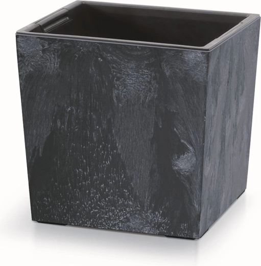 Urtepotte Urbi Square Low Beton-effekt med indsats 24 cm, antracit