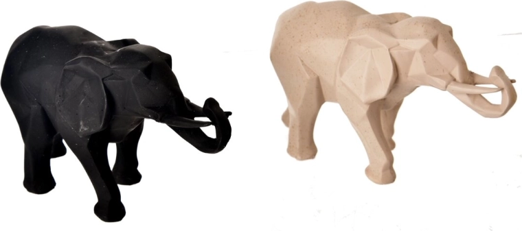 Dekorativ elefantfigur GEO i polyresin, mat, 25 cm (2 varianter)