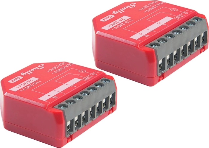 sæt med 2 smarte Shelly 1PM Gen4-afbrydere med energimåler og understøttelse af Zigbee/Matter