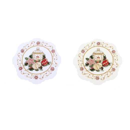 Runde juleservietter i polyester, 18 cm - 6 stk.
