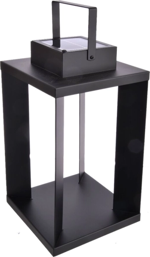 Sort solarlanterne i metal 22 × 22 × 42 cm