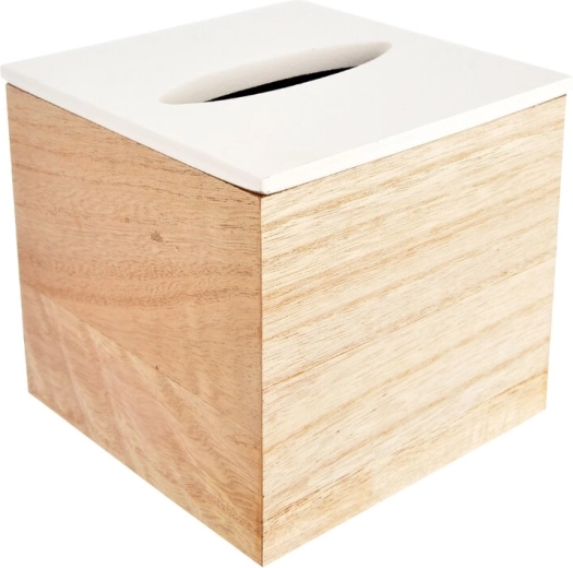 Boks til papirlommetørklæder beige-hvid 14 × 14 × 13 cm