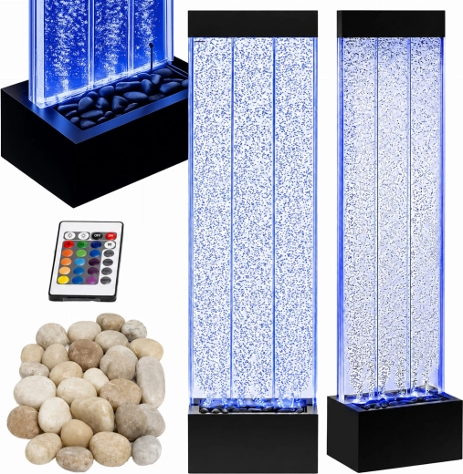 Fritstående boblevandvæg LED RGB 150 × 39 × 26 cm