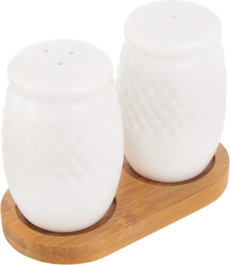 Porcelænssaltkar og peberbøsse med stativ Orion Whiteline - 3 dele