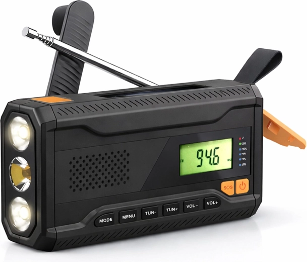 Renew Force bærbar nødsolradio med dynamo og powerbank – 1 stk.