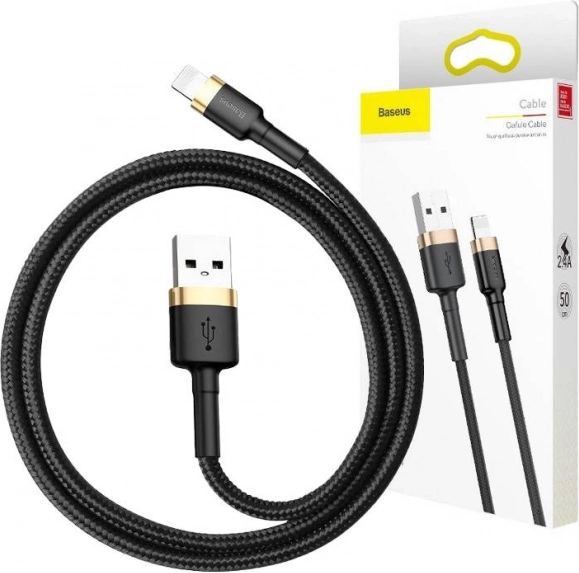 Baseus Cafule opladnings- og datakabel USB–Lightning 3 m 2.4A sort–guld