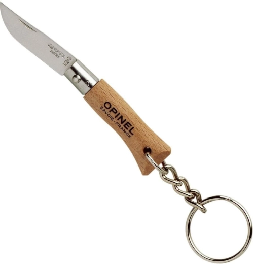 Opinel N°02 Inox lommekniv til nøgler 3,5 cm, bøgetræ