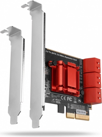 Axagon PCIe-controller 6x intern SATA 6G ASM1166 (SP og LP)