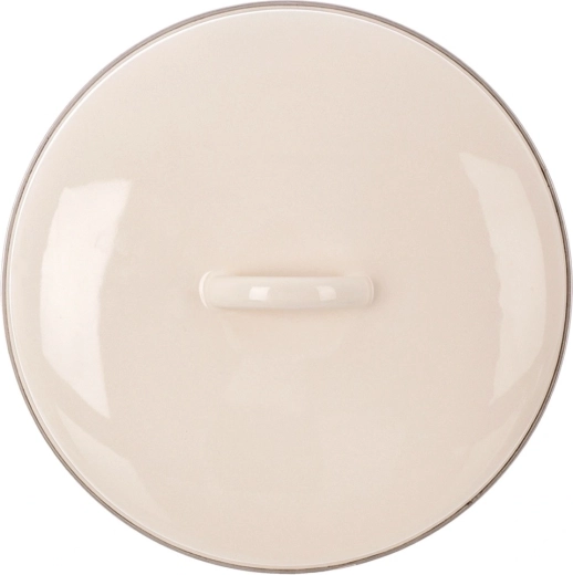 Emaljeret cremefarvet låg 26,5 cm