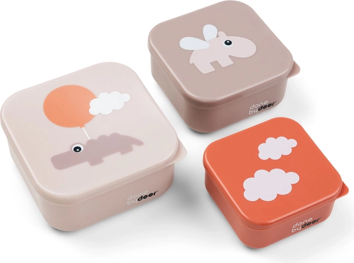 Done by Deer sæt snackbokse Happy clouds rosa (3 stk.)