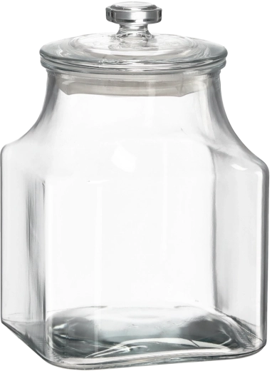 Glasfirkantet beholder 2,8 l med glaslåg