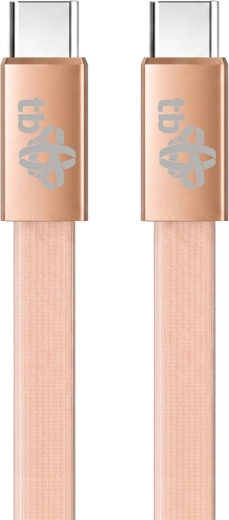 Fladt silikonekabel USB-C til USB-C 1 m ferskenfarvet