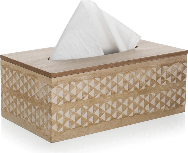 Dekorativt trædesign med hvidt ornament