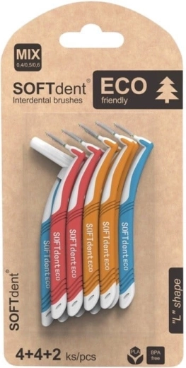 Softdent Eco bøjede mellemrumsbørster mix (4× XS, 4× S, 2× M)