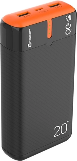 Powerbank tracer energen 20000 mah med pd og qc 3.0, sort‑orange