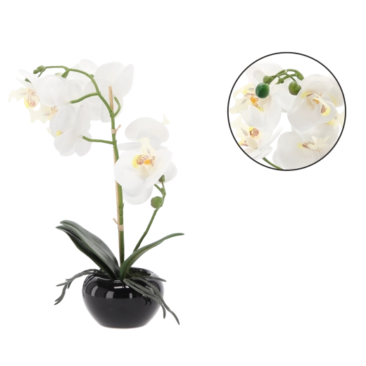 Kunstig hvid orkidé 30 cm