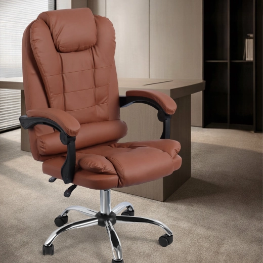 Ergonomisk kontorstol i økolæder, brun