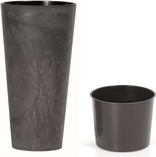 Blomsterkrukke Tubus Slim Beton Effekt med indsats 15 cm antracit