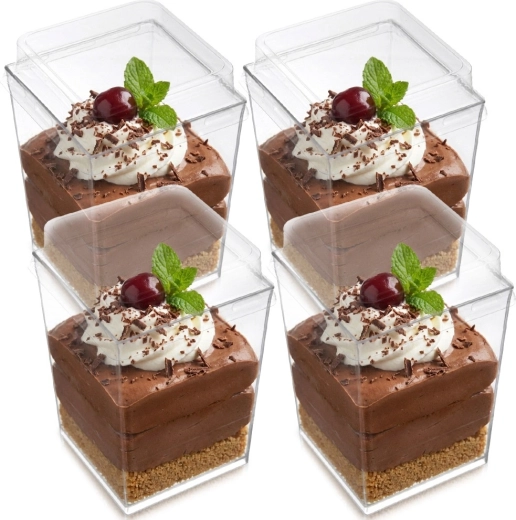 Dessert- og snackbægre med låg 160 ml, 4 stk.