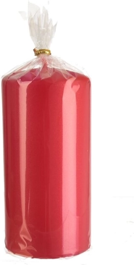 Mat rød cylinderlys 7 × 14 cm
