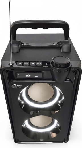 Musik fra USB/microSD og FM-radio med teleskopantenne