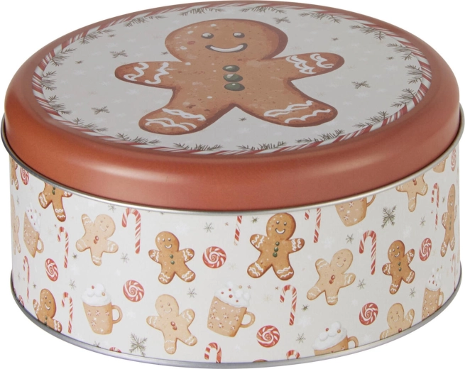 Rund blikdåse med jule-peberkagemotiv - 1 stk.