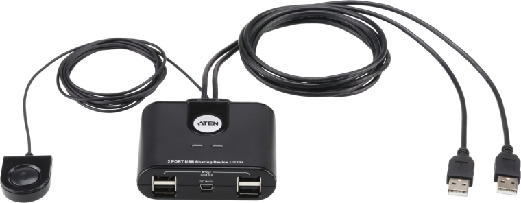 USB-switch ATEN US224 2-port til deling af 4 enheder