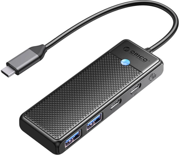 Orico 4-i-1 USB-hub USB‑A 3.0 x2 + USB‑C 3.0 + USB‑C PD 100 W