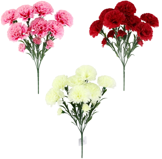 Kunstig buket med nelliker – 14 blomster, 43 cm, farvemix