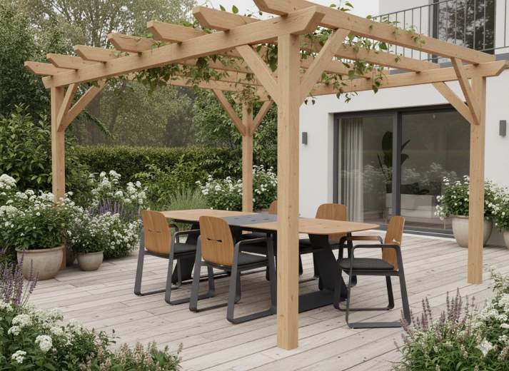 Teak-armlæn og slidstærk overflade