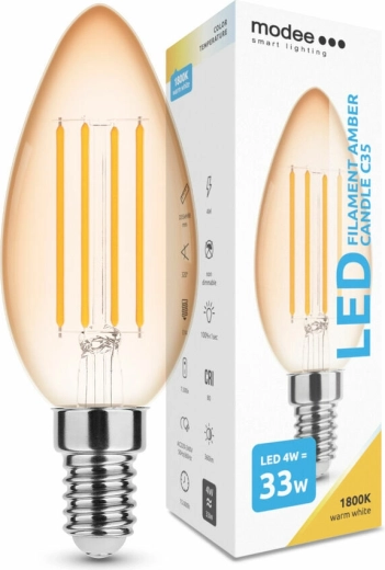 Modee LED-filamentpære Amber Candle C35 E14 4 W dæmpbar