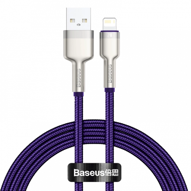 Baseus Cafule flettet USB–Lightning-kabel 1 m, 2,4 A, lilla