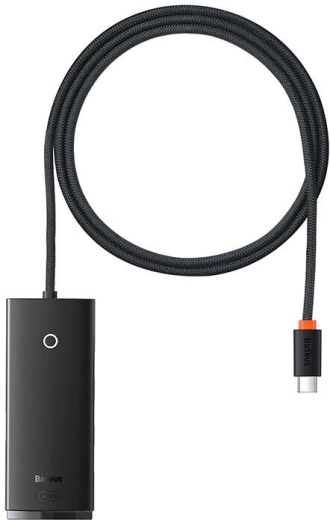 Baseus Lite 4-port USB‑C hub med 4× USB 3.0 og USB‑C strømforsyning, 1 m, sort
