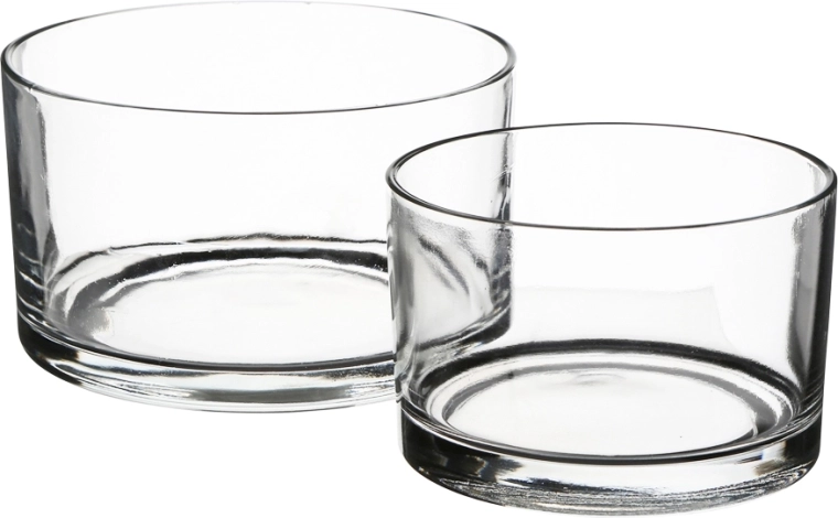 Sæt med salatskåle i glas 17 og 20 cm
