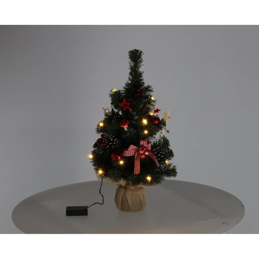 Juledekoration Choinka Bożonarodzeniowa – lysende træ 50 cm, 20 LED, rød-hvid