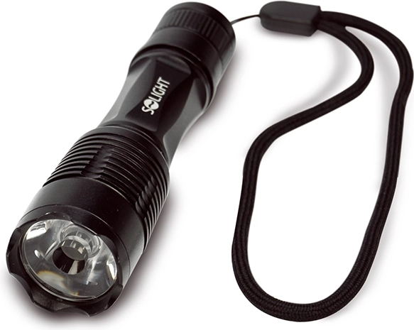 Solight lille LED-lommelygte i metal, 50 lm, sort, til AA-batteri - 1 stk.