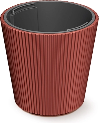 Urtepotte med indsats 30 cm, kobberfarvet, rillet design