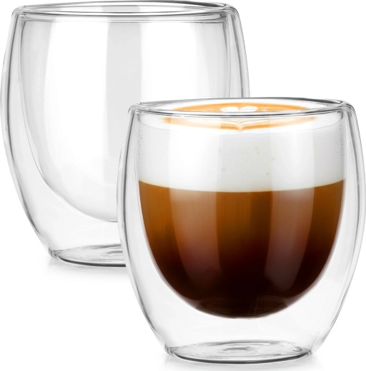 Termoglas med dobbeltvæg til kaffe og te 250 ml, 2 stk.