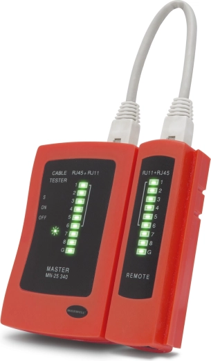 Tester til netværks- og telefonkabler RJ11, RJ12 og RJ45