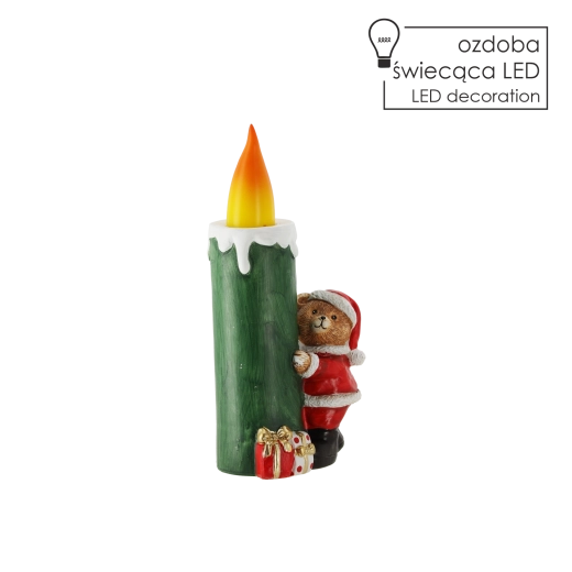 Jule LED-dekoration bamse i Santa Claus-kostume - 1 stk.