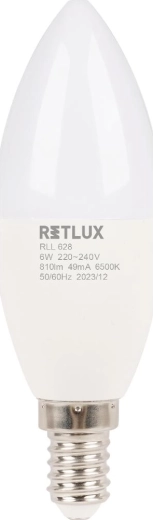 Retlux LED-lyspære, stearinlysform E14 6 W 6500 K
