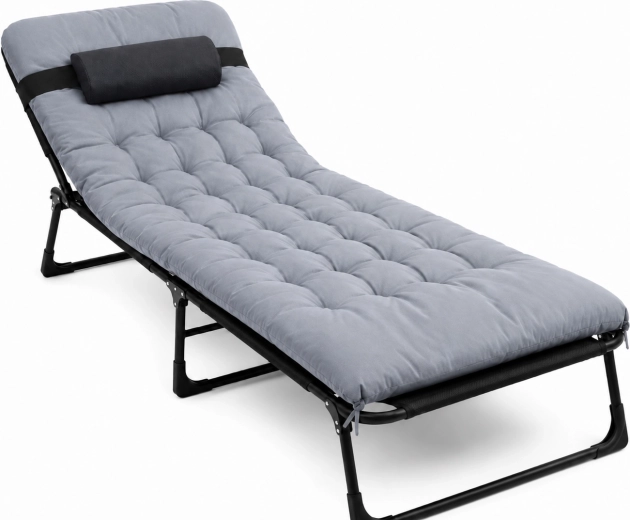 Sammenklappelig feltseng premium 200 × 68 cm sort-grå