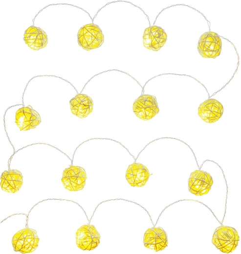 Retlux naturlig lyskæde med kugler, 16 LED