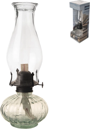 Petroleumslampe i glas og metal
