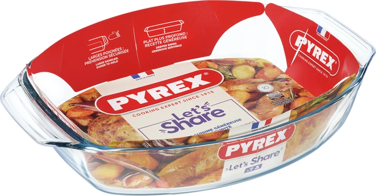 Oval ildfast fad PYREX 38 × 27 cm af borosilikatglas